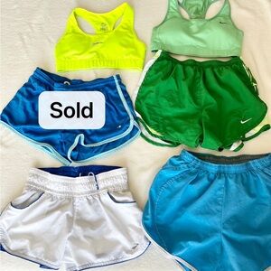 Bundle of 6 Athletic Items - 2 Sports Bras & 4 Running Shorts (Size XS)